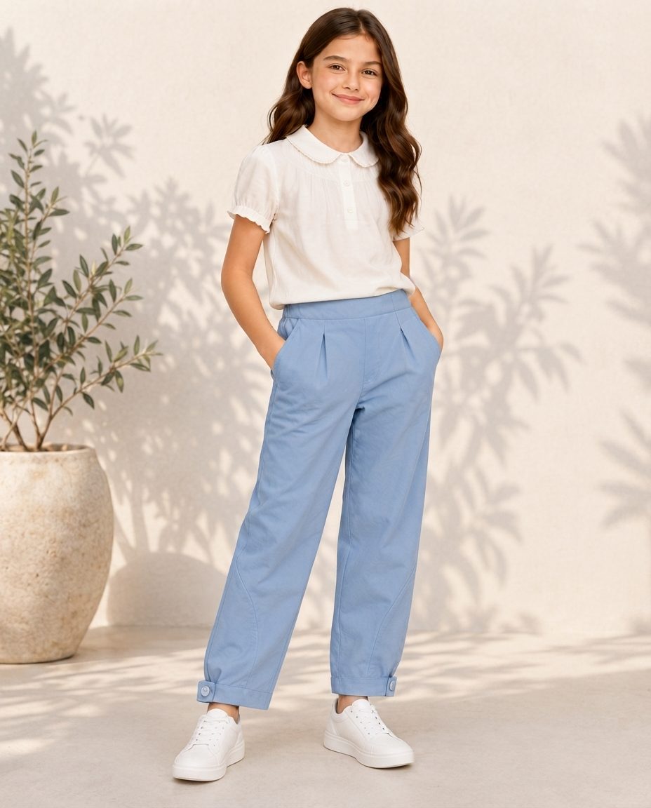 GIRL'S COTTON POPLIN PANTS