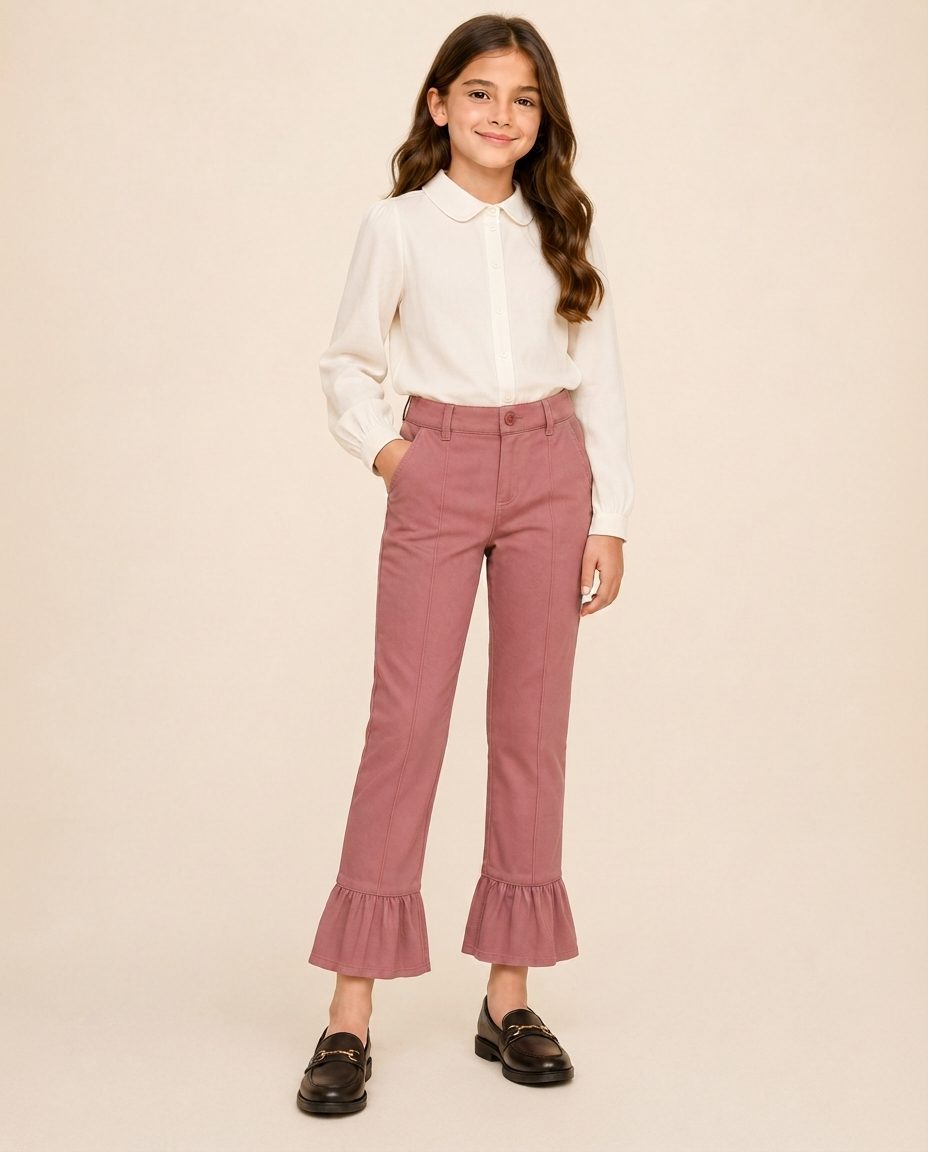 GIRL'S RUFFLE-HEM PANTS