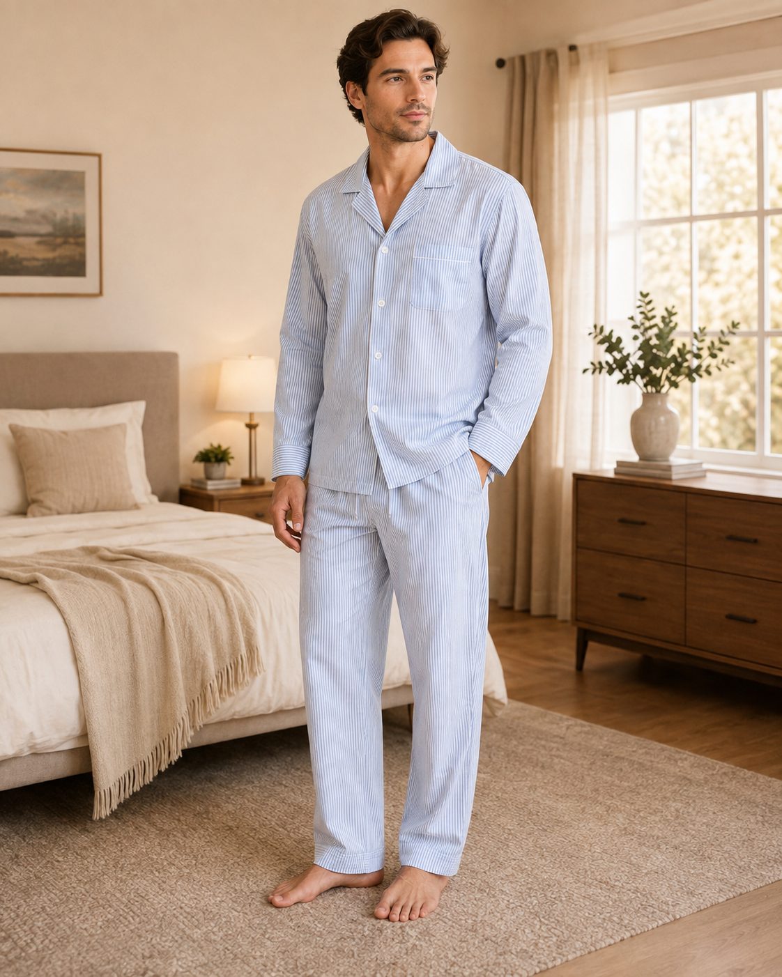 Men's Poplin Striped Pajama Set