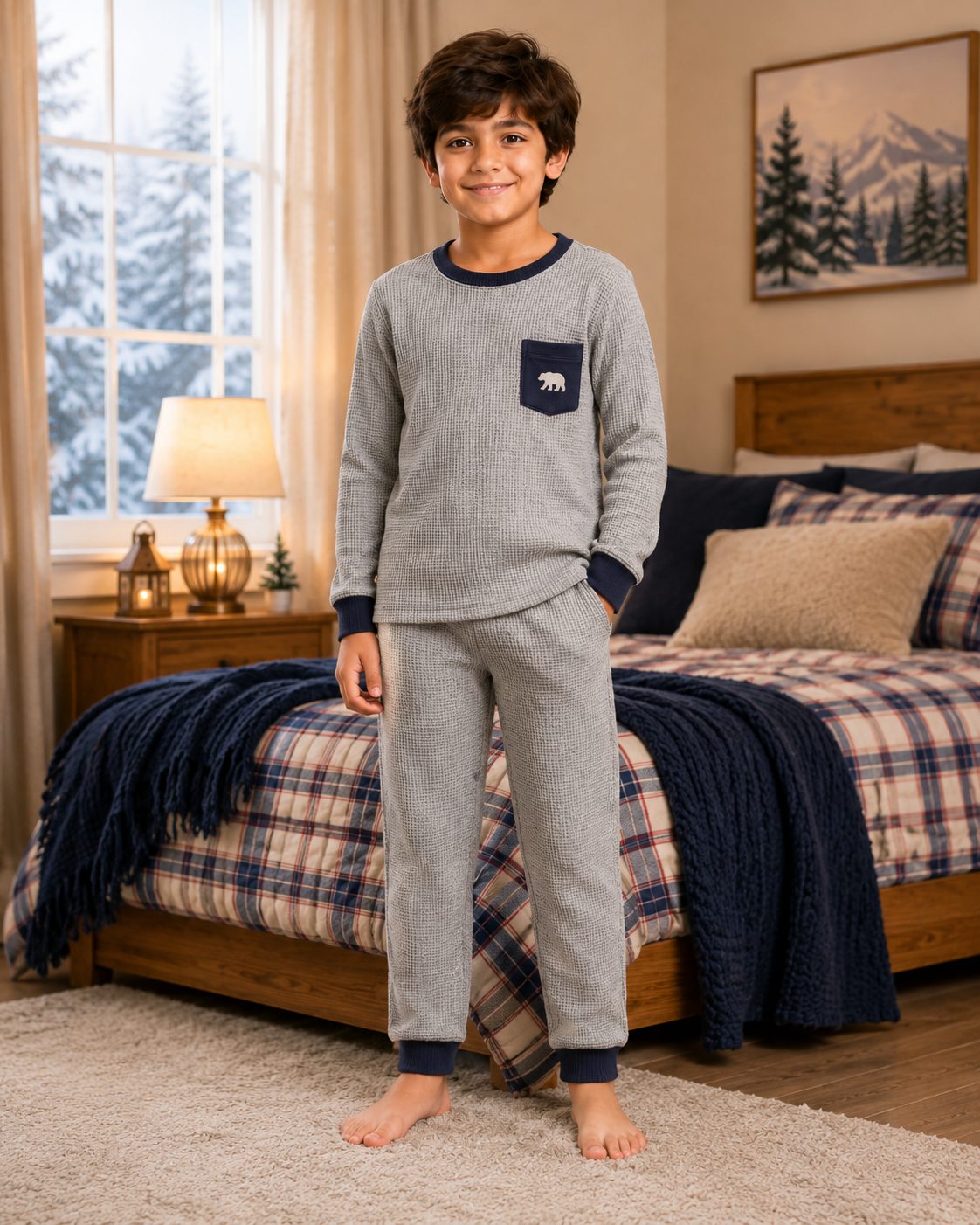 Boy's Waffle-Knit Sleep Set