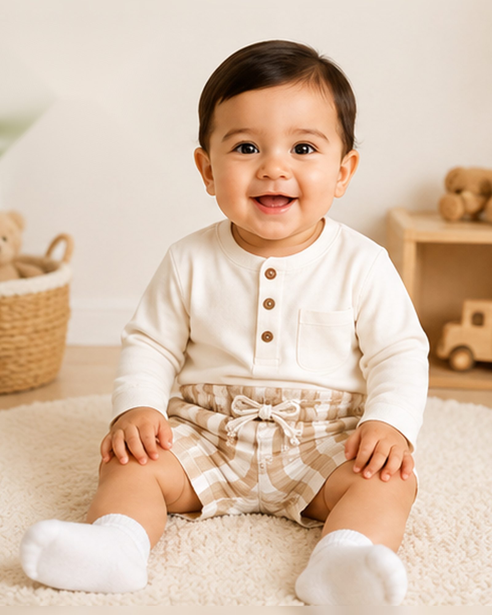 Baby Poplin Check Shorts