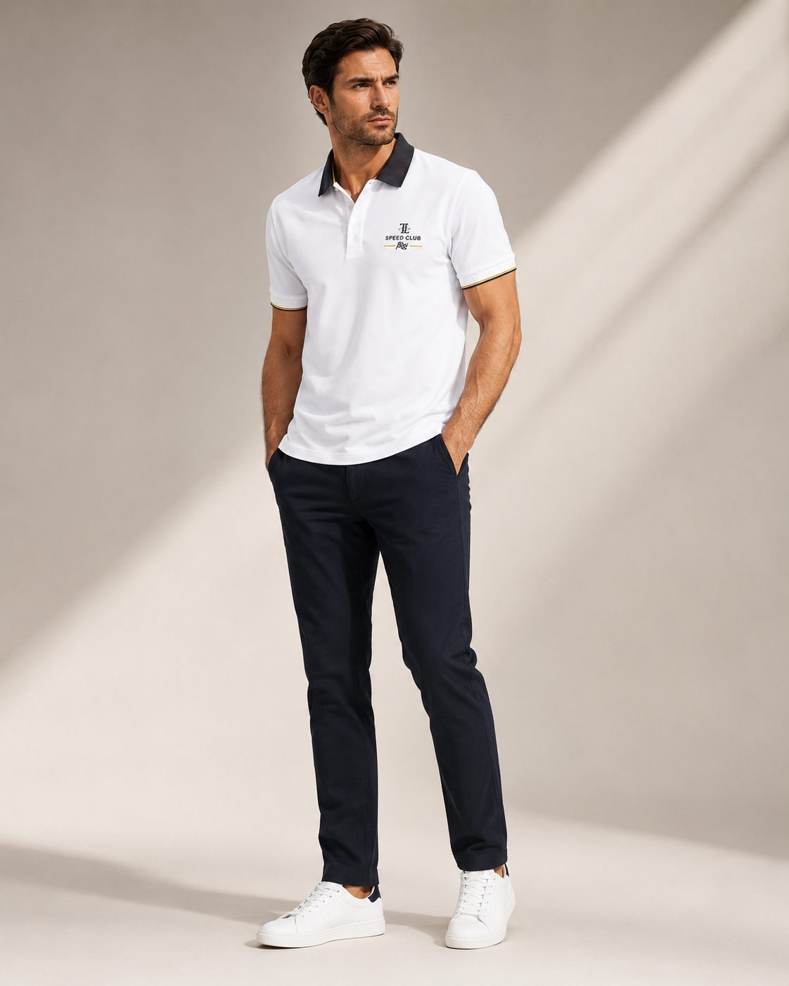 Men's Contrast Collar Racing Polo
