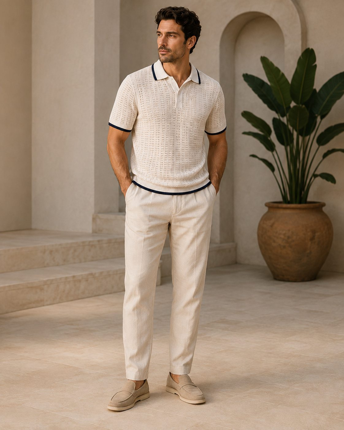 Men's Open-Knit Resort Polo