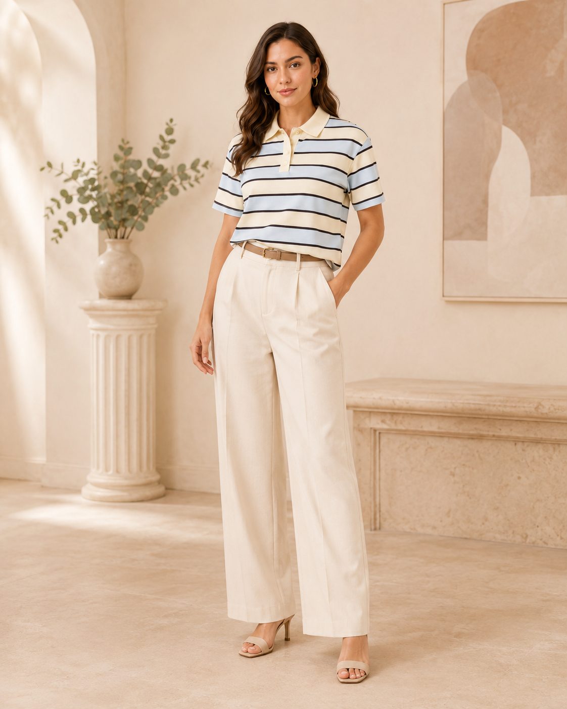 Women's Striped Polo