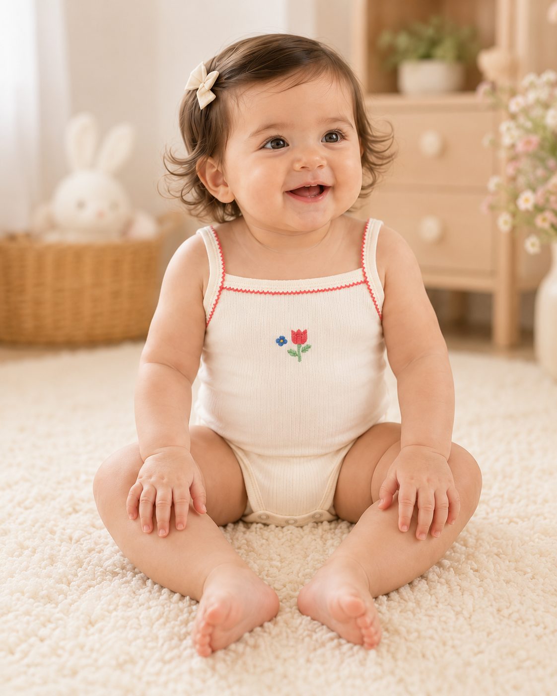 Baby Garden Kiss Embroidered Rib Bodysuit
