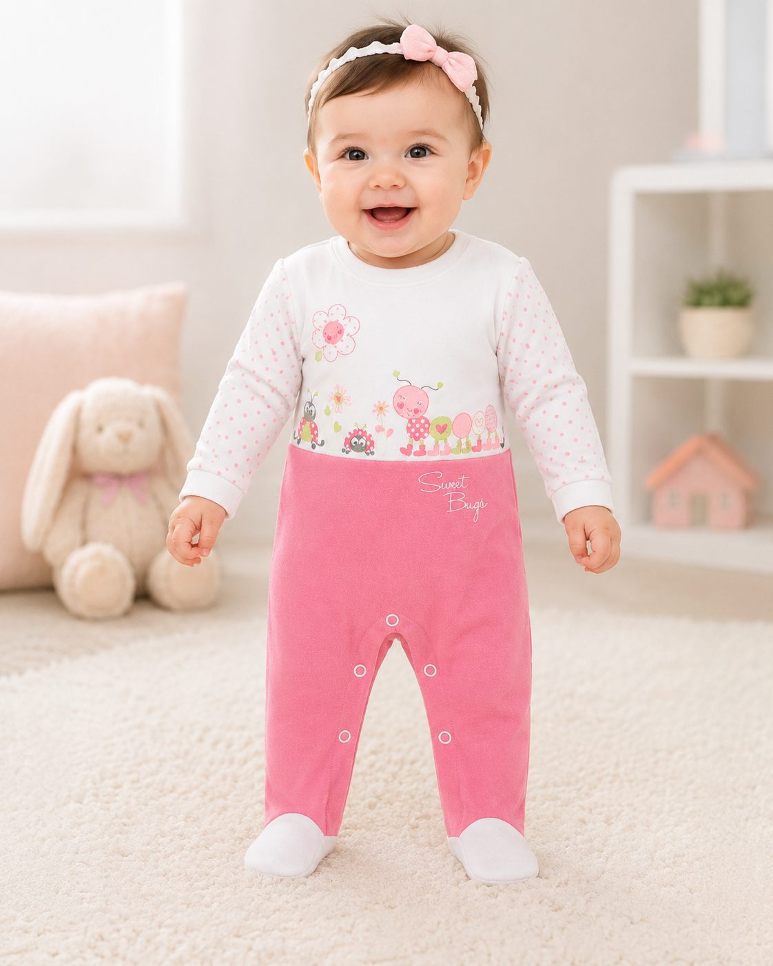 Baby Girls' Footed Printed Romper