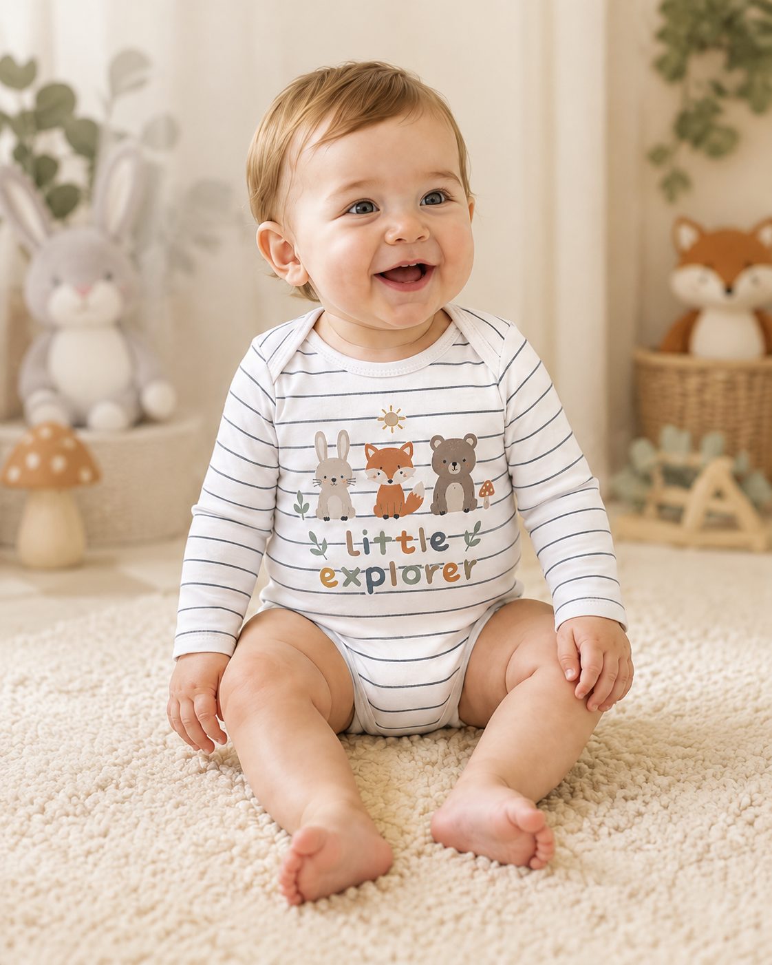 Baby Woodland Printed Yarn-Dyed Bodysuit