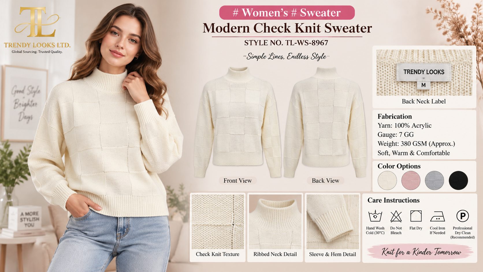 Women's Check Knit Sweater