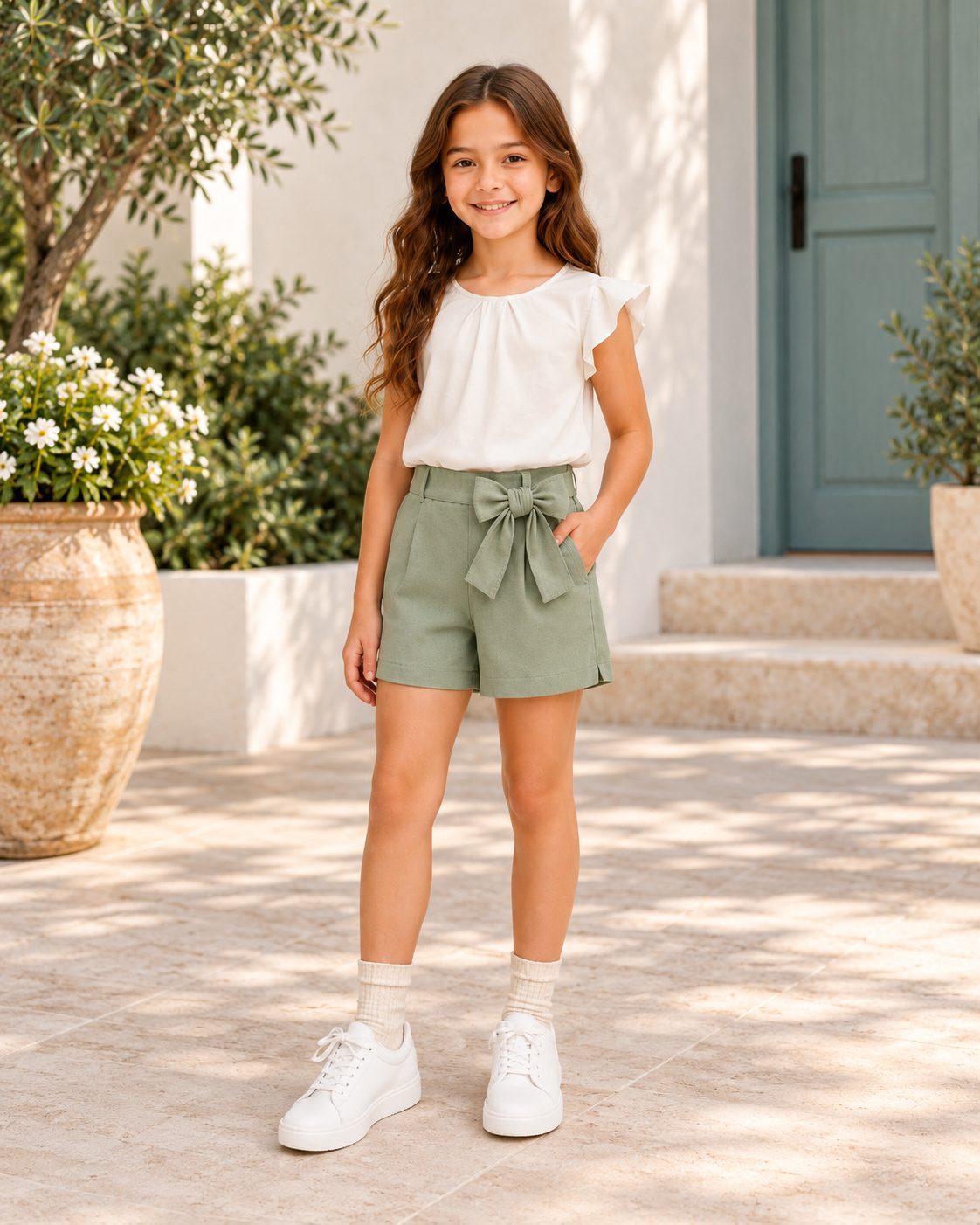 Girl's Bow-Waist Shorts