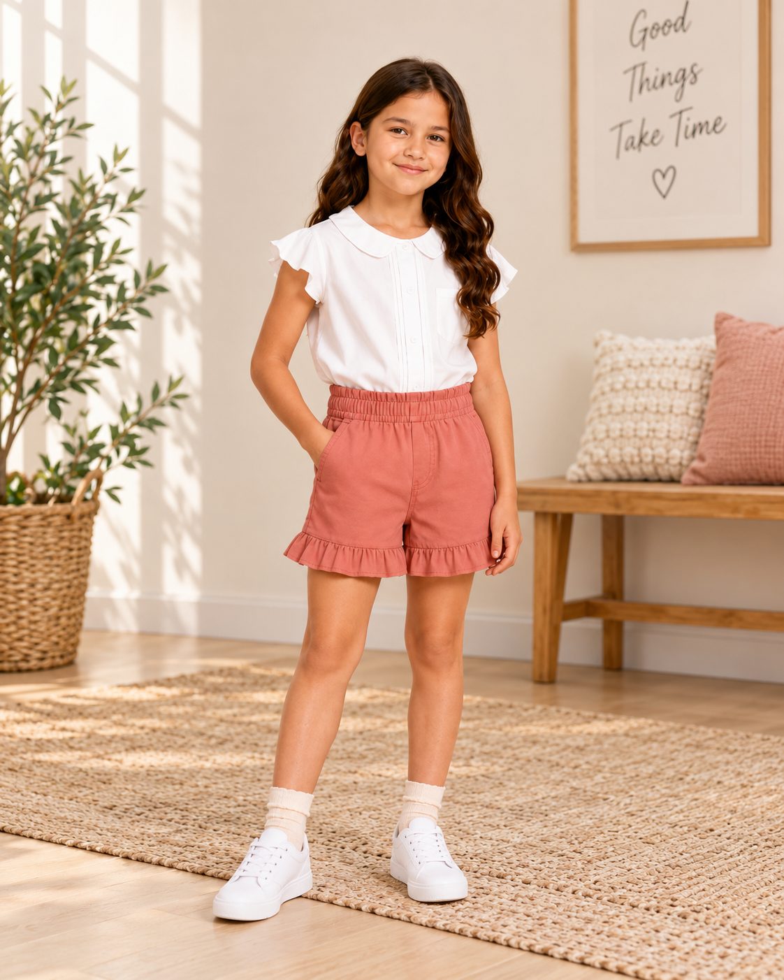 Girl's Ruffle-Hem Shorts