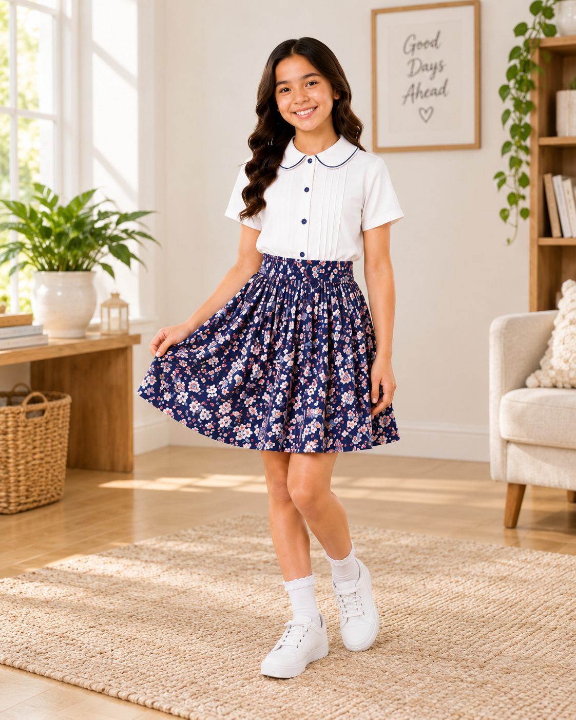 Girl's Gathered Skirt - AOP