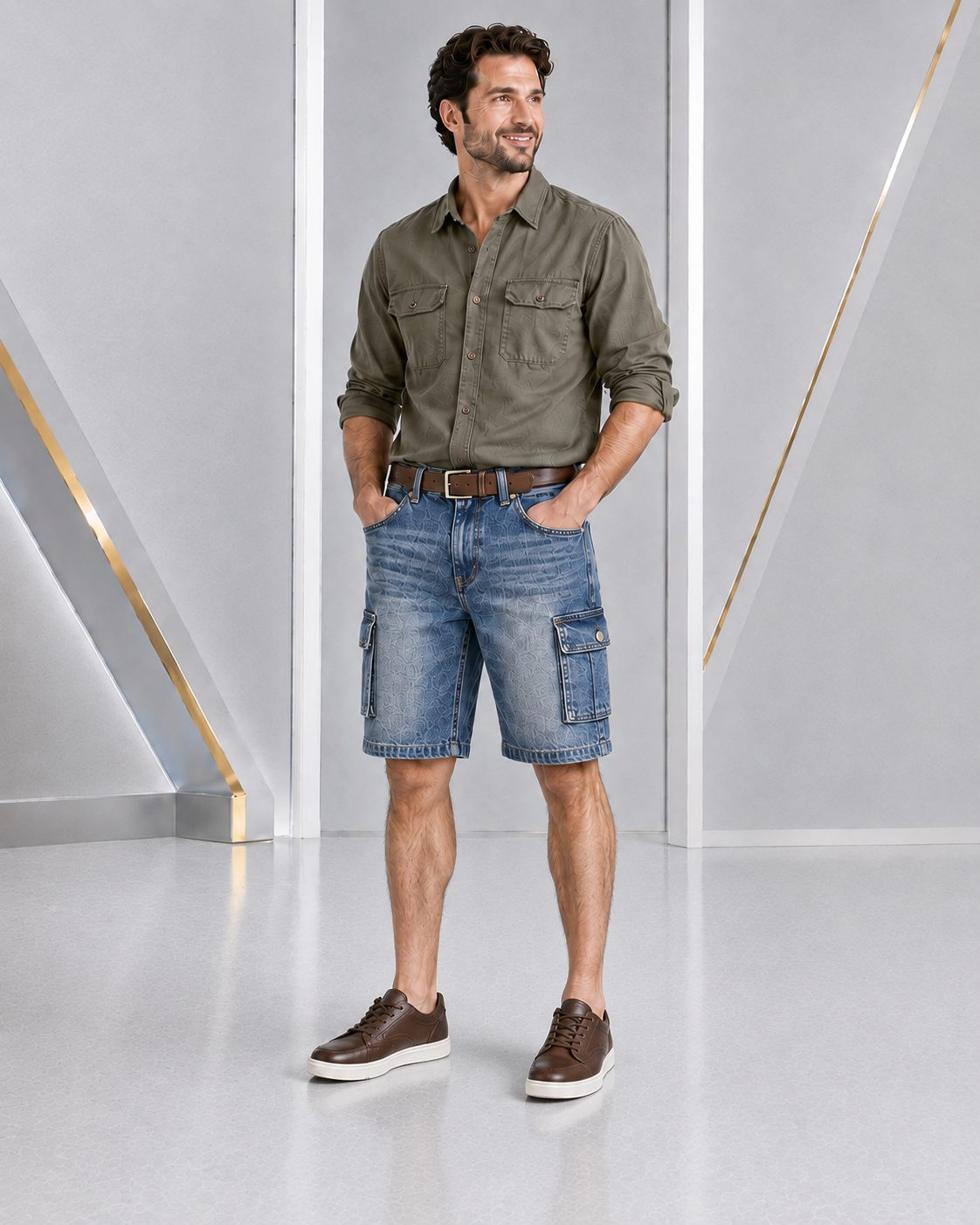 Men's Cargo Denim Shorts
