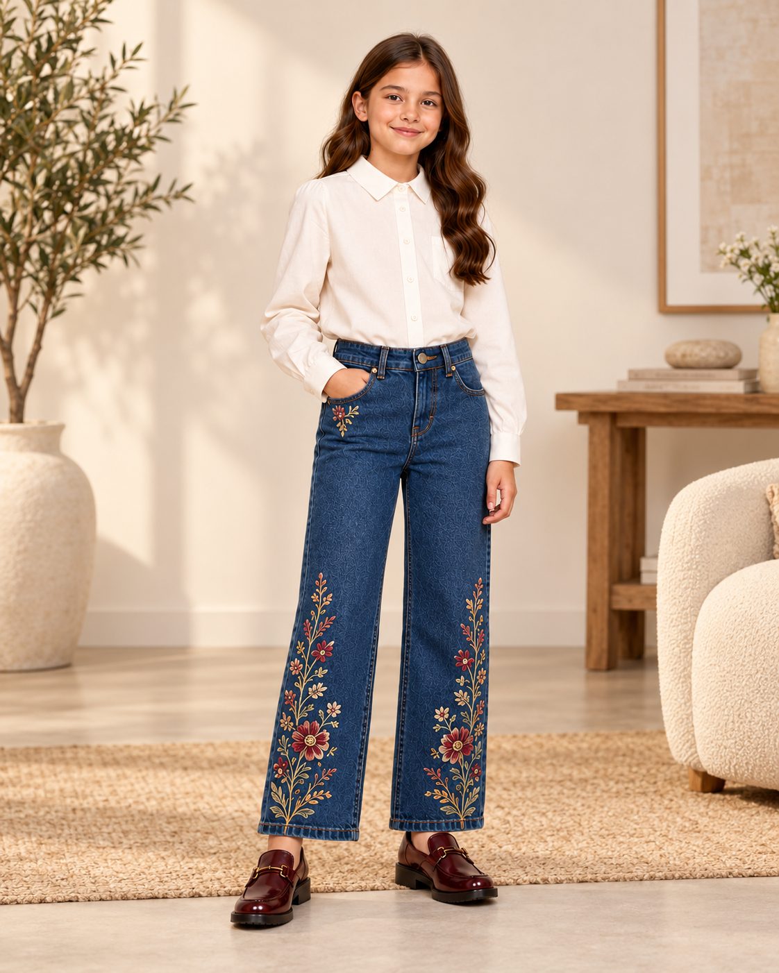 Girl's Embroidered Jeans