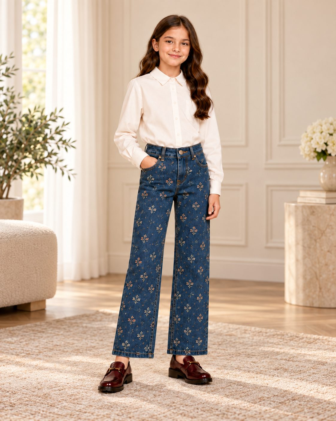 Girl's Printed Jeans