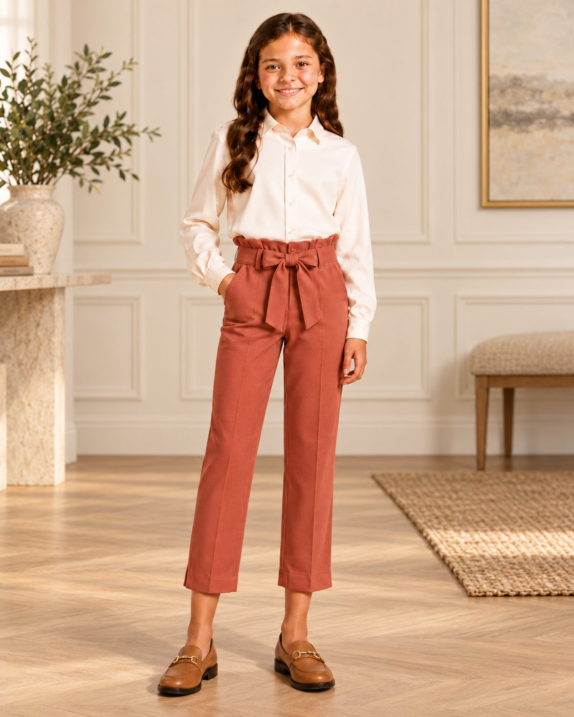Girl's Paper-Bag Waist Pants