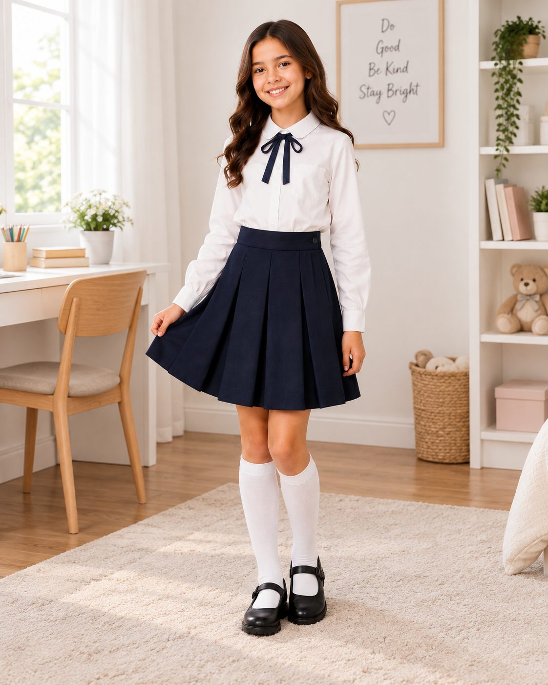 Girl's Inverted-Pleat Skirt