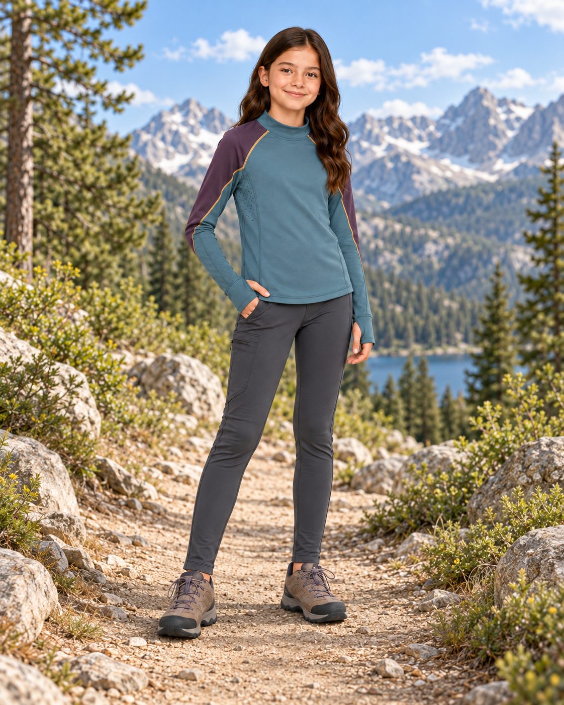 Girl's Active Color-Block Mock-Neck Top